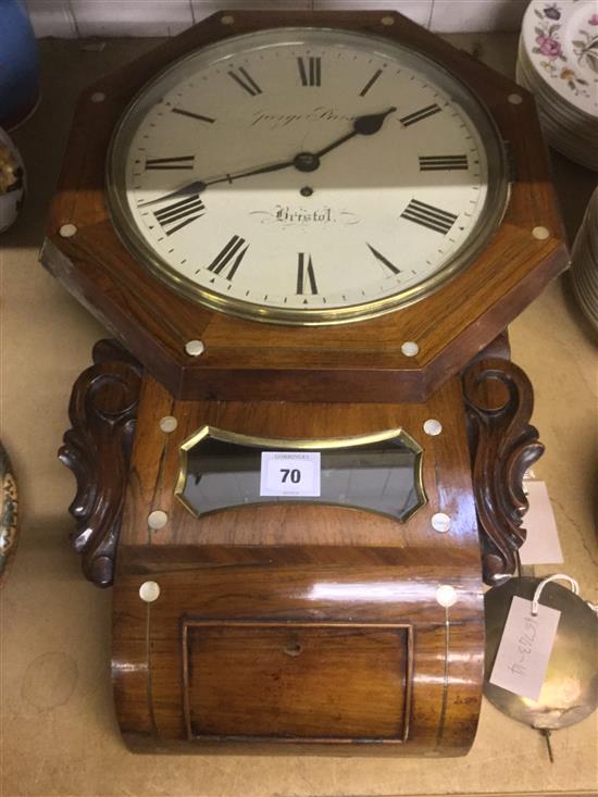 George Parsons, Bristol. Victorian inlaid rosewood drop dial wall timepiece(-)